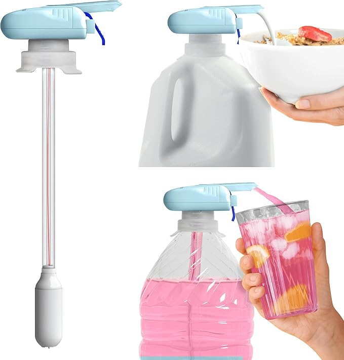 Magic Tap Automatic Drink Dispenser for Fridge, Teal (1 Pack), No Spill Milk Dispenser for Fridge, Automatic Milk Dispenser Pump for Gallon Jugs, Water & Juice, Fits Most Bottles, Batteries Required