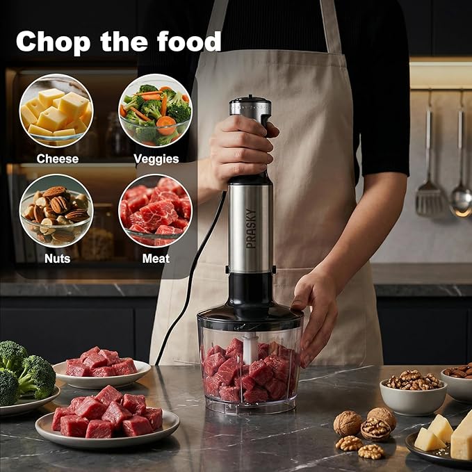 Immersion Blender Handheld 1200W, 20-speeds Immersion Hand Blenders, Hand Mixer with Mining Beaker,Chopper,Whisk, Frother, Stand and Stick Blender Suitable for Kitchen, Protein Shakes and Baby Food