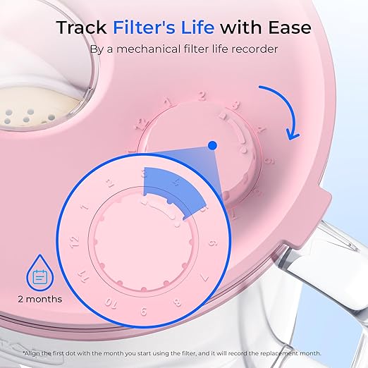 Waterdrop PT-72P Glass Water Filter Pitcher, 7-Cup, Eco-Friendly, NSF/ANSI 53, 42 & 372 Certified Filter, Reduces PFOA/PFOS, Chlorine, Cadmium, Copper & Mercury, BPA-Free, Easy to Clean, Pink