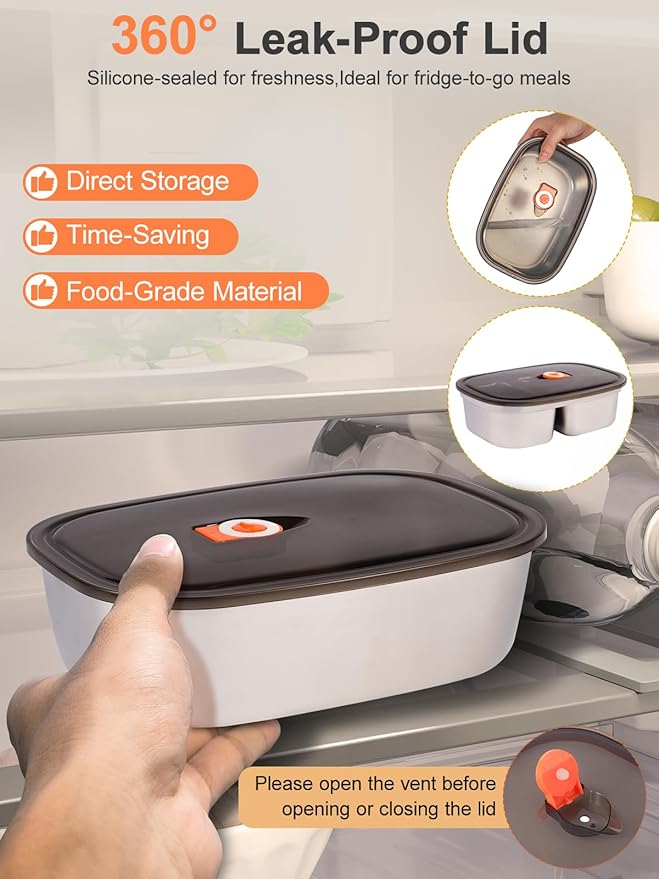 SOHIDA Electric Lunch Box Food Heater, 80W Heated Lunch Box for Adults, 12V 24V 110V Portable Food Warmer LunchBox for Car Truck Work with Removable 304 Stainless Steel Container White