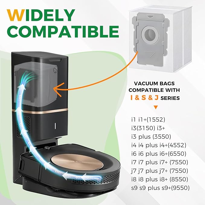 18 Pack Roomba Vacuum Bags for i7, i7+, i7Plus, i8, i8+, i3, i3+, i4, i4+, i6, i6+, s9, s9+, s9Plus, i and s Series Clean Base Automatic Dirt Disposal Bags