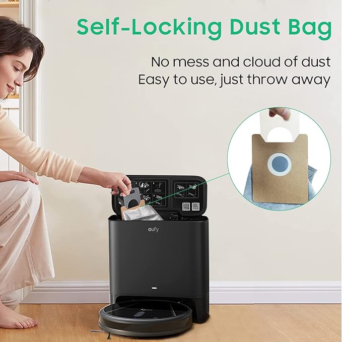 Leemone 10 PACK Dust Bags for eufy Clean G35+, G40+, G40 Hybrid+ Auto-Empty Station, eufy RoboVac Replcement Bags Accessory, 4 Layer Filtration System with Activated Carbon Fabric to Remove Odors