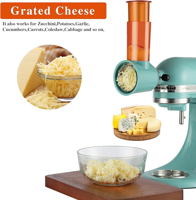HOMER Slicer Shredder Attachment - Fits All Models of KitchenAid Stand Mixer - Premium Stainless Steel - Time-Saving Accessories for Cheese Grater(Light Green)