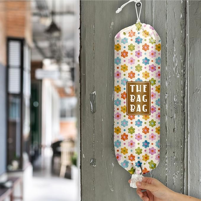 Flower Grocery Bag Organizer - Plastic Bag Holders for Kitchen, Pantry, Laundry Room - Home Decor Gifts