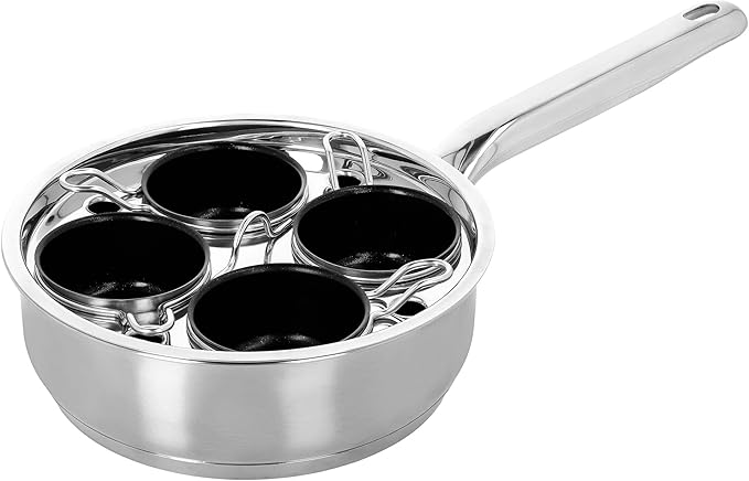Demeyere Resto Ceramic coating 4-cup Stainless Steel Egg Poacher Set