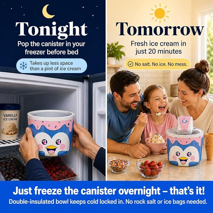 Fun Electric Ice Cream Maker Machine for Kids - Best Countertop Ice Cream Machine for Homemade Soft Serve, Sorbet, Gelato, Frozen Yogurt - Fun Small Personal Dessert Maker for Families, Easy to Clean