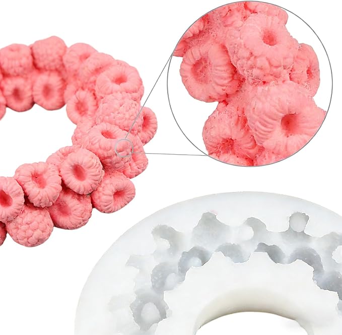 Raspberry Mold Silicone, 3D Berry Shaped Cake Pop Molds for Baking, Realistic Raspberry Rings Mousse Mold for Chocolate, Candy, Fondant, Soap Making, Non-Stick Easy Release Pastry Decorating Tool