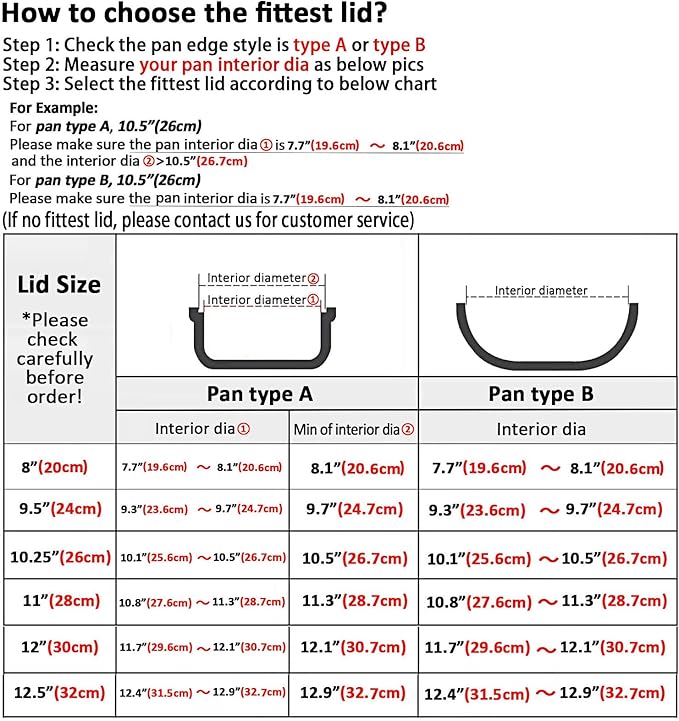 Glass Lids, Replacement Tempered Clear Glass Lids with Steam Vent，Covers For pots, pans and skillets，Available in Small and Large Lid 8, 9.5, 10.25, 11, 12, and 12.5 Inch
