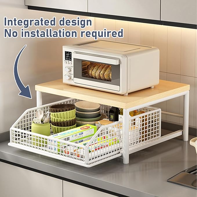 Funecy Coffee Pod Drawer,Coffee Machine Storage Rack,Home Kitchen Counter Coffee Bar Organizer,Storage Basket Drawer (White)