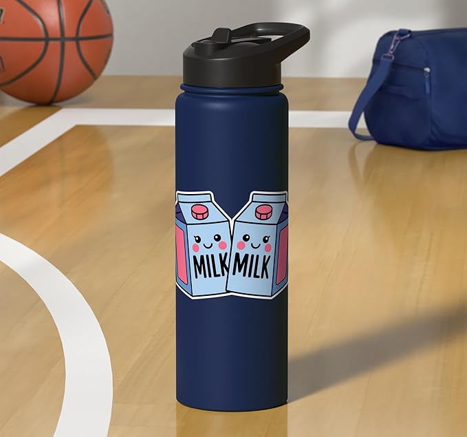 Milk Carton Kawaii Cute Smiling Milk Stainless Steel Insulated Water Bottle