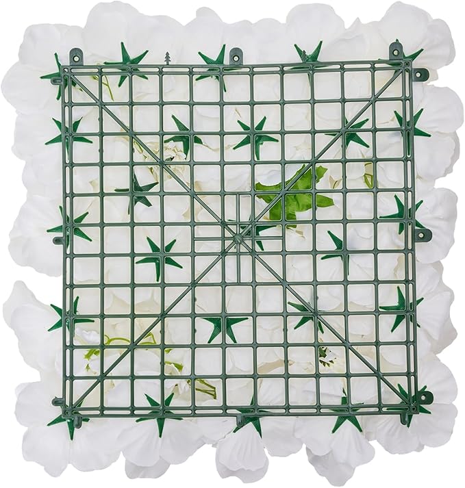 VEVOR 3D Flower Wall Panel, 24 PCS 15 x 15 inch, Artificial Floral Wall Background Mesh Backing Mat,Seamless Design&Easy Installation for Wedding Valentines Day Home Baby Party Backdrop Decor,White