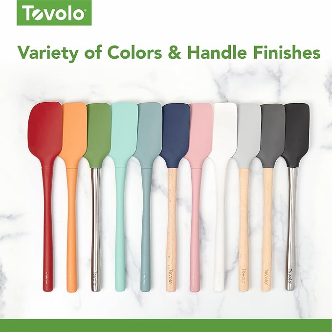 Tovolo Flex Core 5 Piece Silicone Spatula Set Heat Resistant All Silicone Utensils Include Non Stick Spatula Spoonula Jar Scraper, Dishwasher Safe BPA Free Spatulas for Baking Mixing, Deep Indigo