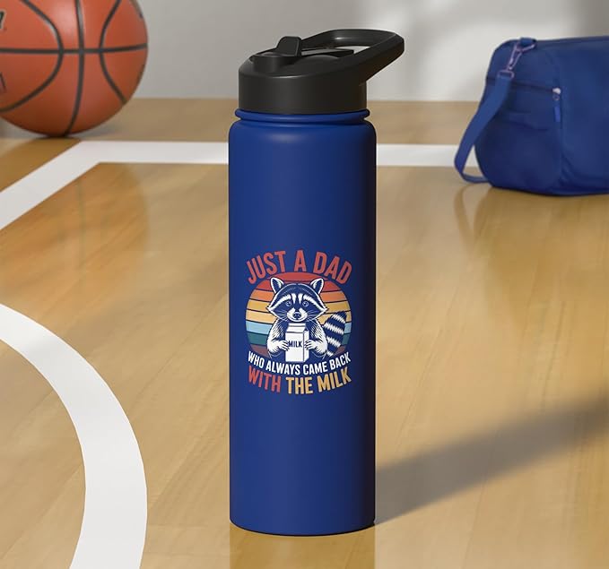 Just a Dad Who Came Back With Milk Raccoon Stainless Steel Insulated Water Bottle