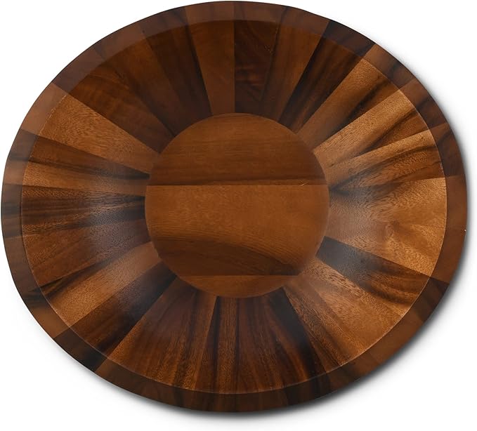 Arthur Court Acacia Wood Salad Serving Bowl for Fruits or Salads - Modern Centerpiece Bowl 11 Inch Diameter 4 inch Tall - Mid Century