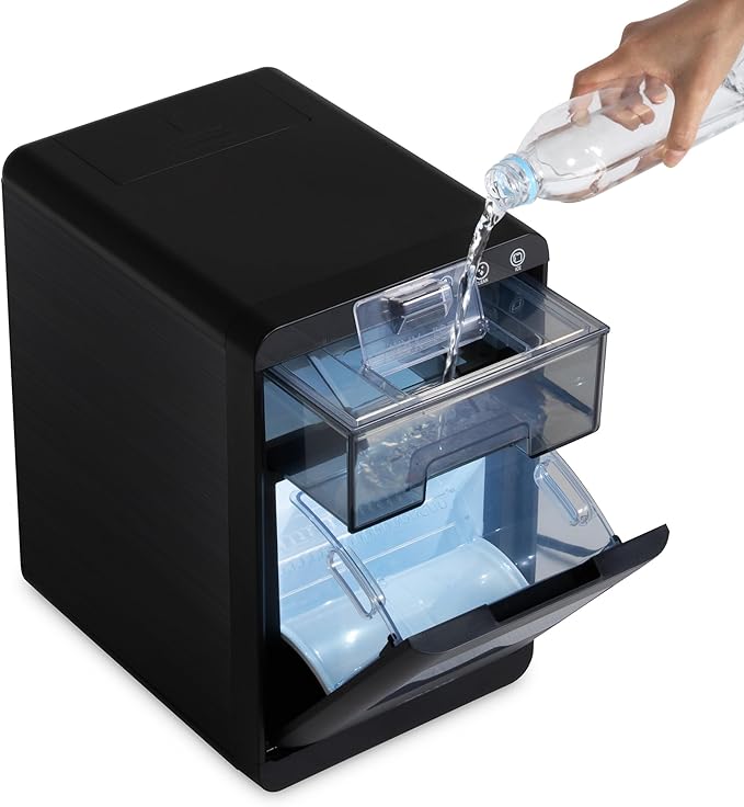 Nugget Ice Maker Countertop | 44 lbs/Day Pebble Ice Machine with Self-Cleaning | Soft Chewable Pebble & Sonic-Style Ice | Black Stainless Steel