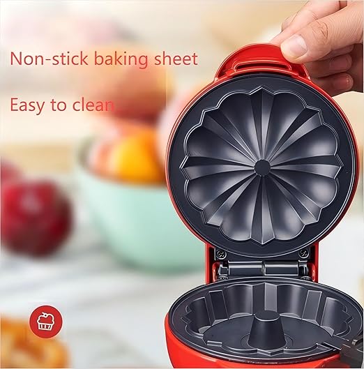 Cake Maker Lava Cake Maker Mini Donut Maker Waffle Maker Pancakes Maker Machine for Breakfast, Snacks, Desserts Non-stick Surface, Cake Machine, Double-sided Heating, Pink