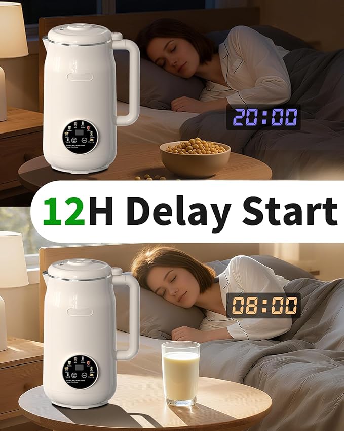 8 in 1 Nut Milk Maker Machine, 50oz Automatic Soy Milk Maker with 10 Blades, Blender for Plant Based Milk, Oat, Almond, Juice, Rice Paste &More with Delay Start, Keep Warm, Boil Water, Self Cleaning