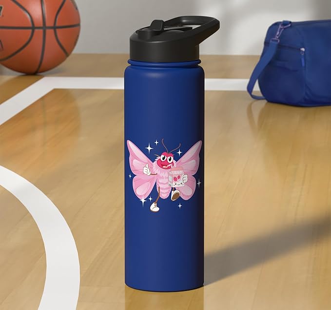 Butterfly Kawaii Strawberry Milk Shake Carton Stainless Steel Insulated Water Bottle