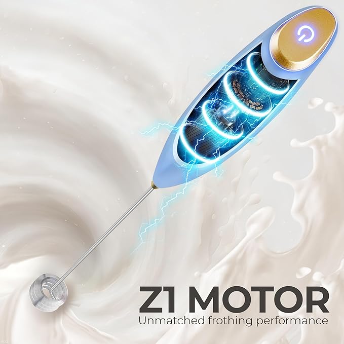 Zulay Kitchen Patented Tornado Triple Whisk Milk Frother with 4 Duracell Batteries – Handheld Foam Maker for Coffee, Lattes, Matcha & Hot Chocolate – Rich, Creamy Froth in Seconds - Lavender