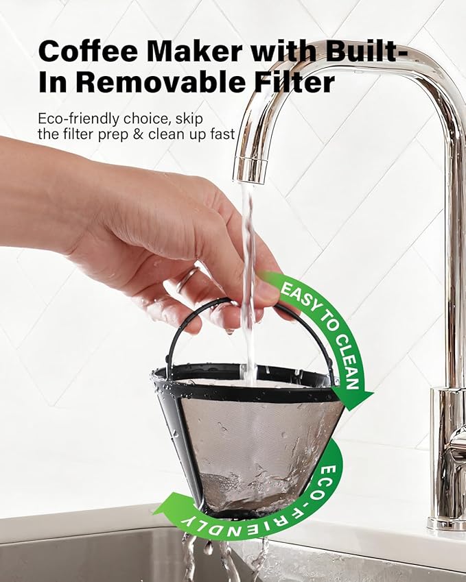 SHARDOR 8-Cup Drip Coffee Maker with Reusable Filter and Glass Coffee Pot，Black and Sliver