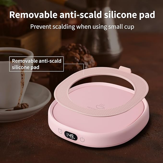 Coffee Mug Warmer & Not A Day Mug Set, Coffee Cup Warmer for Desk, 4 Temperature Setting, Smart Electric Beverage Warmer for Coffee, Tea, 8-Hours Auto Shut Off