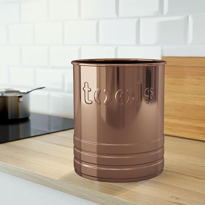 nu steel Utensils holder "TOOLS" embossed 2 qt Copper finish