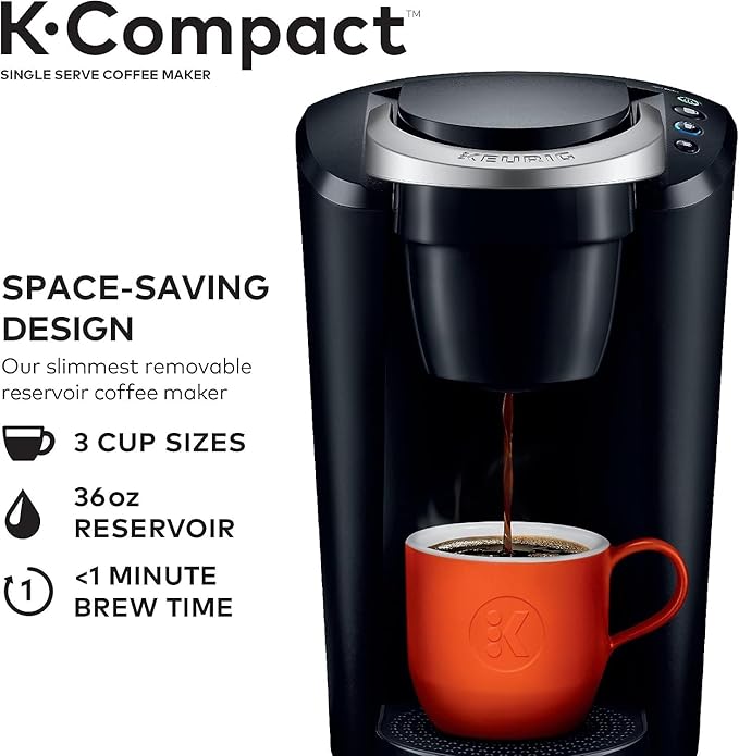 Keurig MAIN-85544 Compact Single-Serve K Cup Pod Coffee Maker, Black, 2.3