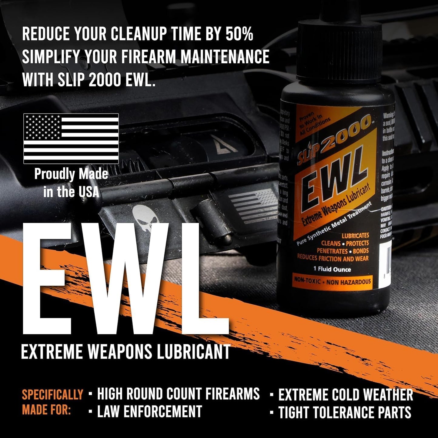 SLIP 2000 EWL CLP Gun Lube - Extreme Weapons Lubricant Synthetic Gun CLP Cleaner - 4 oz Squeeze Bottle