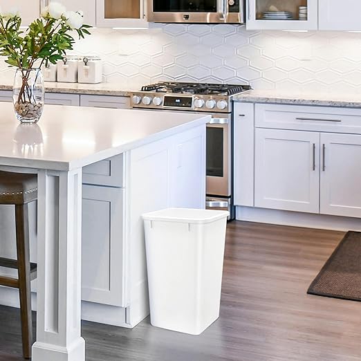Rev-A-Shelf 2-Pack 35 Quart Polymer Replacement Trash Bin, Recycle Waste Garbage Container for Kitchen Cabinet Pullouts, White, RV-35-11-2 - Large Plastic Bins for Home and Office