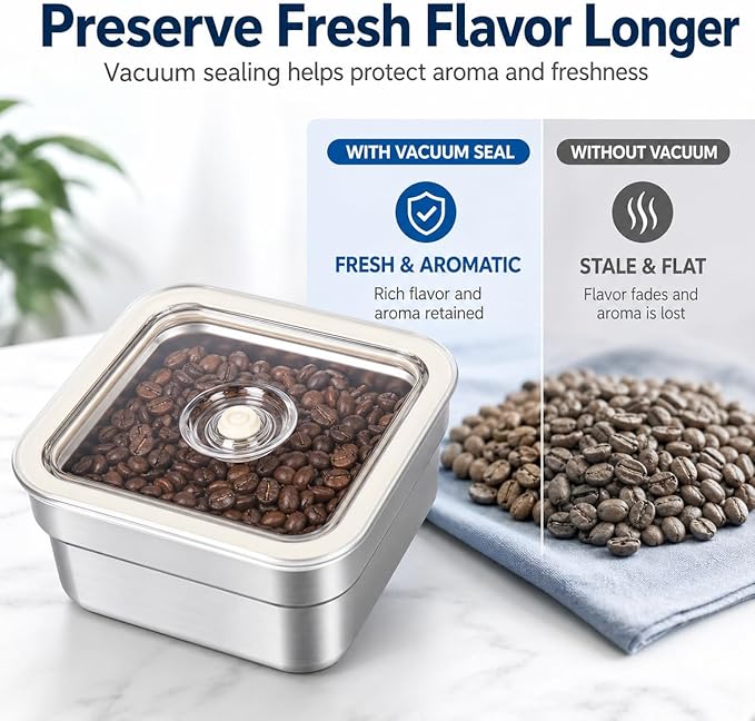 Vacuum Sealed Food Storage Container with Air Valve (1000ml)，Works With Handheld Vacuum Sealer Machine(Vacuum Sealer Not Included)