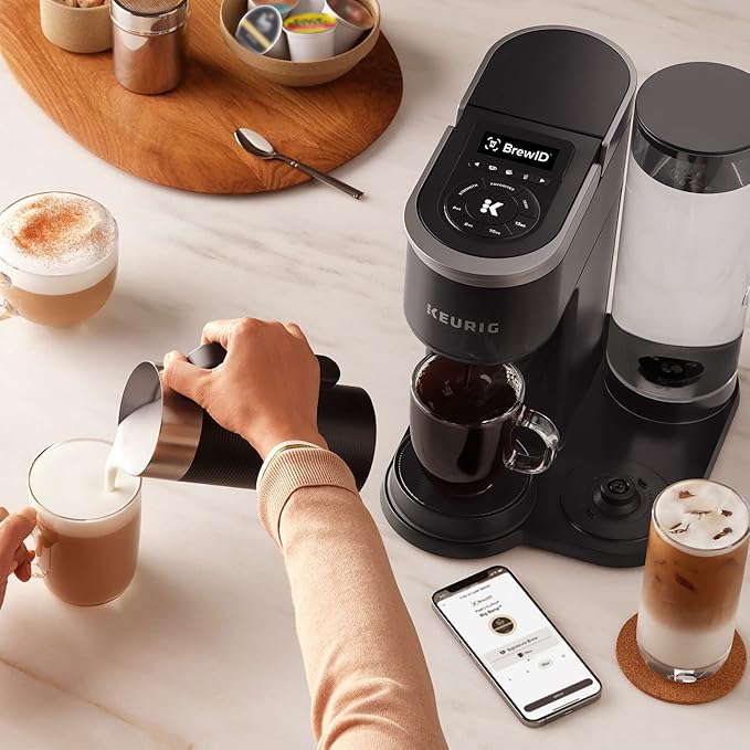 Keurig K-Café SMART Single Serve Coffee Maker with WiFi Compatibility, Latte and Cappuccino Machine with Built-In Frother, 6 Brew Sizes, Black