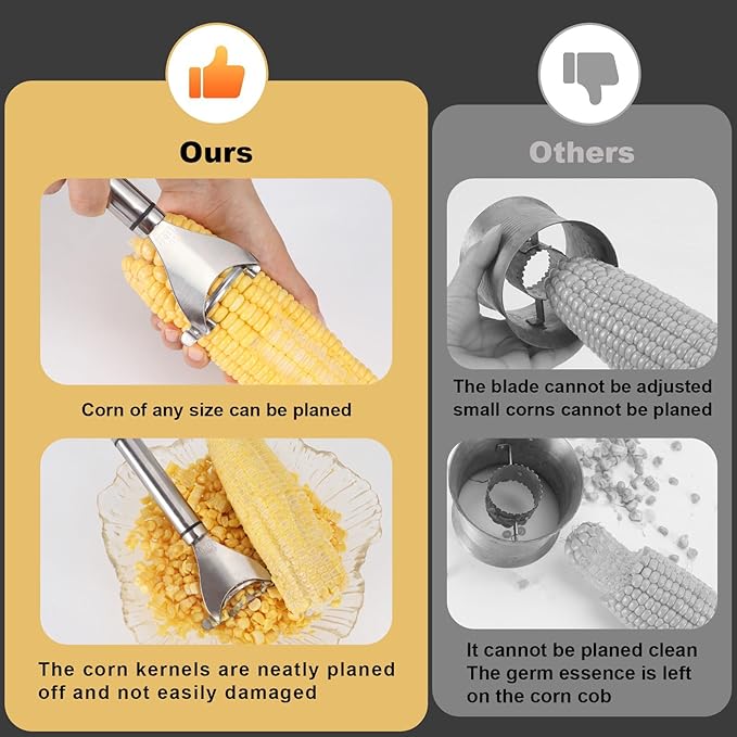 Corn Peeler, Corn Peeler for Corn on the Cob, 304 Stainless Steel Corn Cob Peeler, Corn Cob Stripper Tool, Quickly Remove Corn Kernels from Corn Cobs, Kichen Gadget