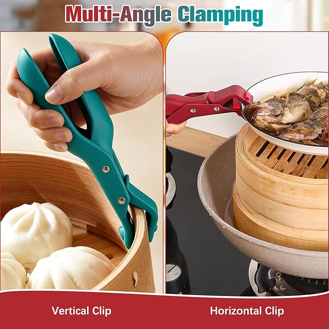 2 PCS Hot Plate Grippers, 2025 Upgraded Silicone Clip, Hot Plate Gripper Tongs, For Kitchen, Hot Bowl Dish Plate Gripper Clips Tongs Clamp Holder, Kitchen Silicone Anti Slip Clip