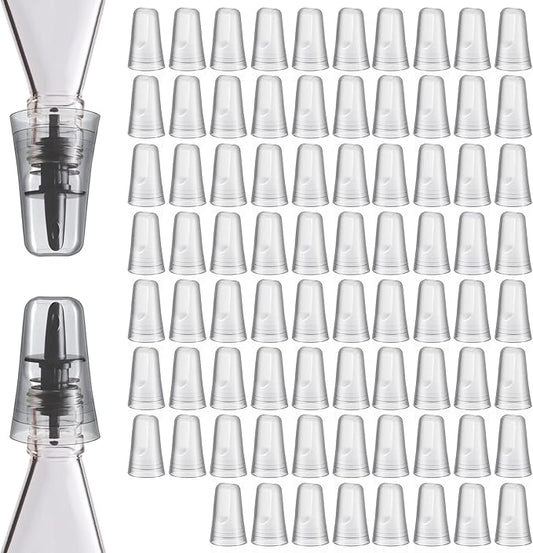 Chengu 80 Pieces Liquor Bottle Toppers for Liquor Pour Bottle Covers Universal Pour Dispenser Bar Dust Translucent Rubber Spout Covers for Home Kitchen Tools Supplies