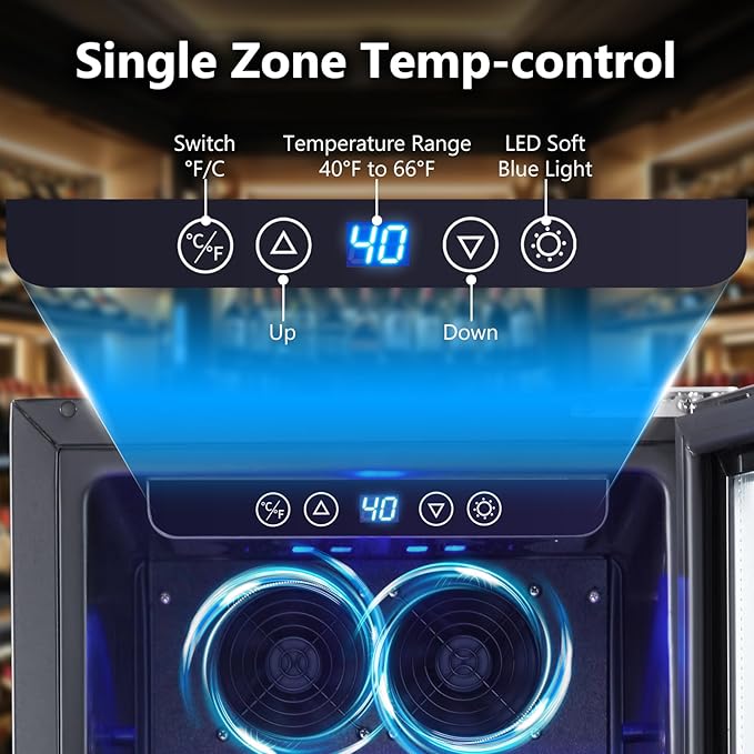 Kalamera 15 Inch Wine Fridge, 29 Bottle Wine Cooler Refrigerator, 40-66℉ Digital Temperature Control With Temp-Memory Function,Built-in or Freestanding Wine Fridge for Home/Bar/Kitchen