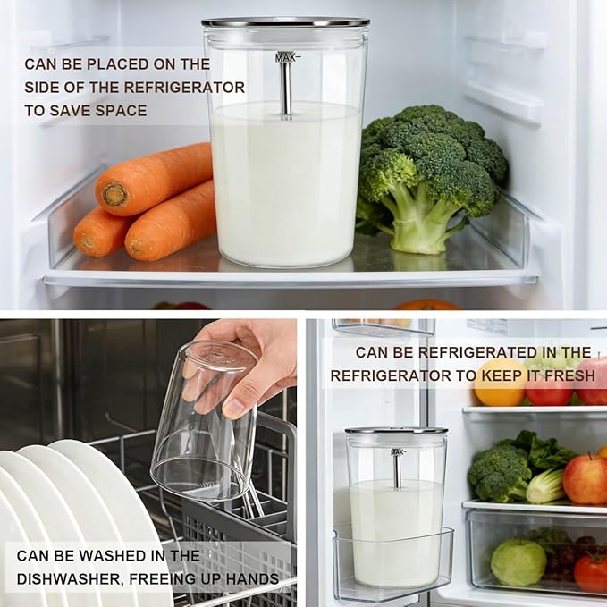 Glass Milk Container Compatible with Jura Coffee Machine models E8, S8, Z8, Z6,J6 (16.9oz)，Replaceable for 72570 Milk Container