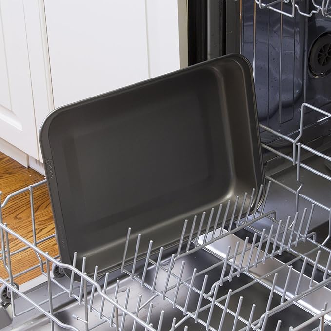 Ecolution Bakeins Lasagna and Roasting Pan – PFOA, BPA, and PTFE Free Non-Stick Coating – Heavy Duty Carbon Steel – Dishwasher Safe – Gray – 14.5” x 10.375” x 1.9375”