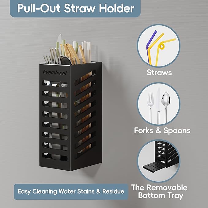 Magnetic Cup Holder for Fridge for 20/30/40 oz Stanley Tumblers Water Bottle Holders & Lid Hook Organizers with Straw Accessories Storage (3 Cups, 5 Hooks)