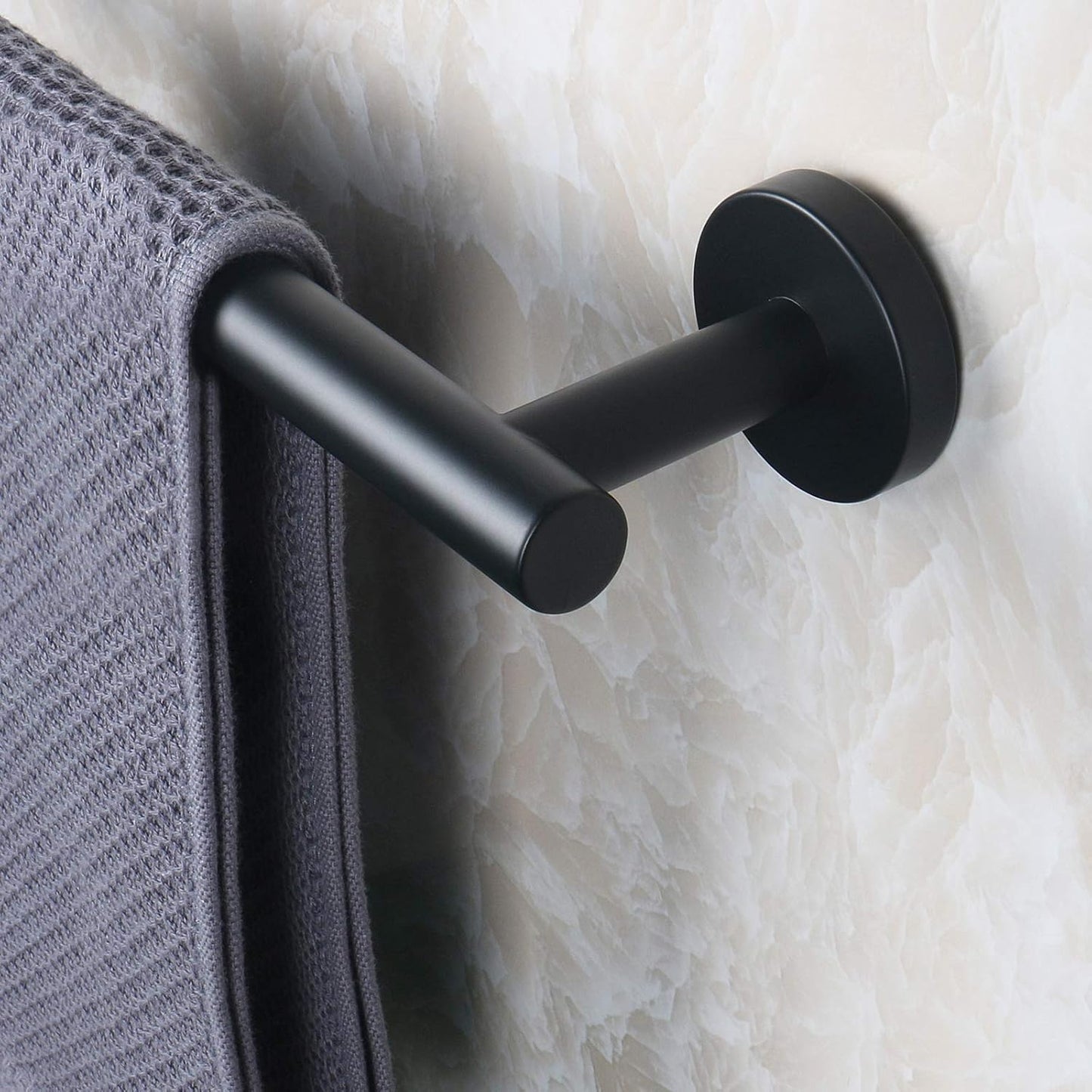 NearMoon Bath Towel Bar, Bath Accessories Thicken Stainless Steel Shower Towel Rack for Bathroom, Towel Holder Wall Mounted (1 Pack, Matte Black, 12 Inch)
