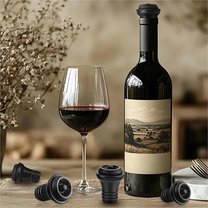 Wine Stoppers 30pcs Black Wine Stoppers - Vacuum Reusable Leak-Proof for Most Pumps