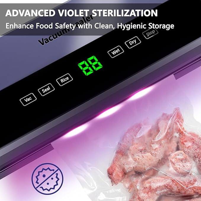 Vacuum Sealer, Multi-Functional Food Vacuum Sealer, Embedded Cutter, and Built-In Tape Storage, Food Sealer for Dry, Wet, and Powder Sealing