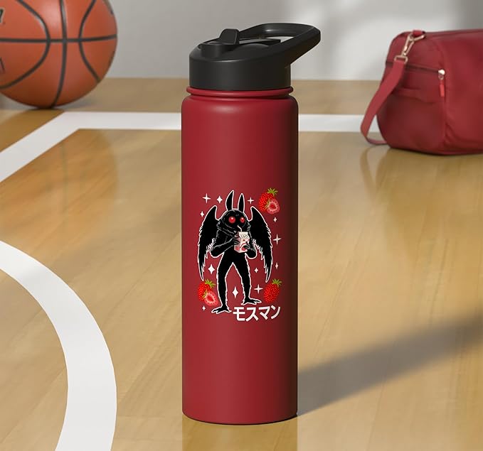 Mothman Kawaii Strawberry Milk Shake Carton Stainless Steel Insulated Water Bottle
