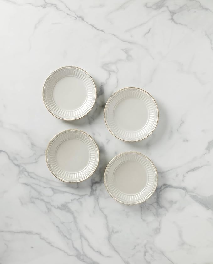 LENOX 895720 French Perle Groove Dessert Plates, Set Of 4, White