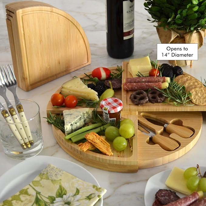 Picnic at Ascot Custom Personalized Engraved Cheese/Charcuterie Board - US Patented Design enables All in One Storage