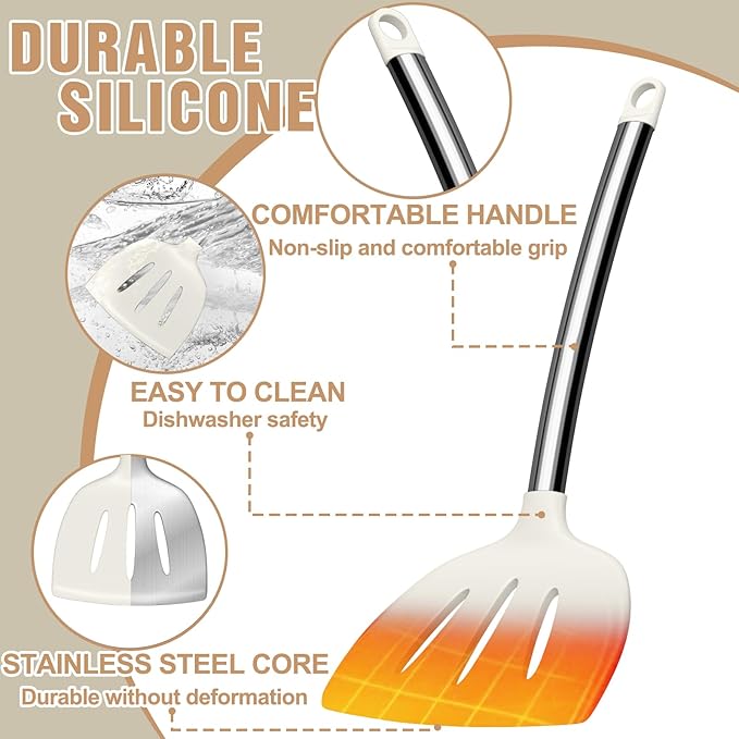 Kitchen Utensils Set-Umite Chef 34 Pcs Silicone Cooking Utensils Set for Nonstick Cookware-Silicone Spatulas Set, Stainless Steel Handle-White Kitchen Gadgets Tools, Pots and Pans Accessories
