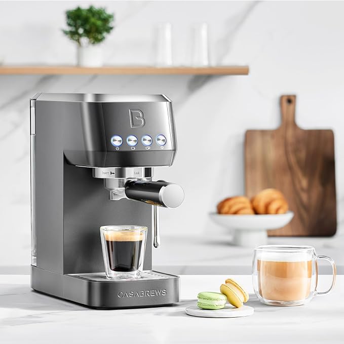 CASABREWS 3700 Essential Espresso Machine 20 Bar, Professional Espresso Coffee Machine with Steam Milk Frother, Coffee Maker Cappuccino Latte Machine with 43.9oz Removable Water Tank, Black