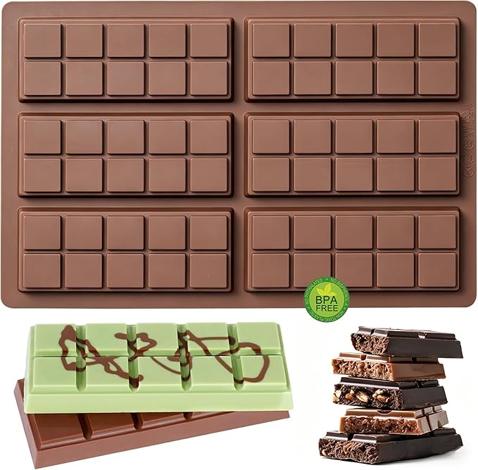 Chocolate Bar Mold, Non-Stick Chocolate Molds, Food Grade Silicone Deep Mold for Dubai Pistachio, Candy, Snacks