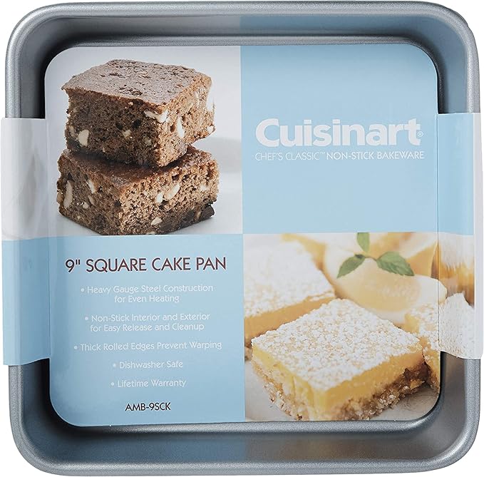 Cuisinart 9-Inch Chef's Classic Nonstick Bakeware Square Cake Pan, Silver