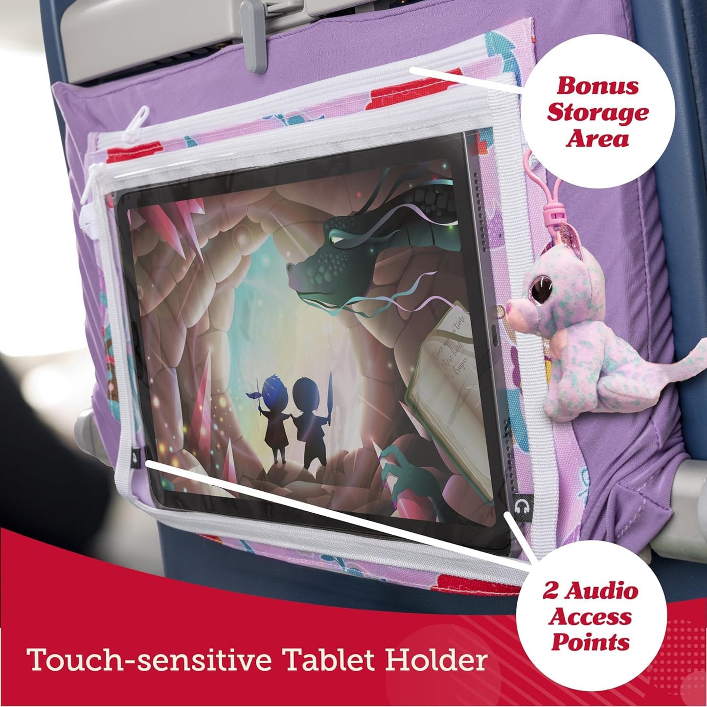 Lusso Gear Airplane Tray Table Cover with Pockets for Toddlers & Kids - Airplanes Pattern - Foldable & Rollable Lap Desk with Carabiner Clip - Toddler Travel Essentials & Plane Activities