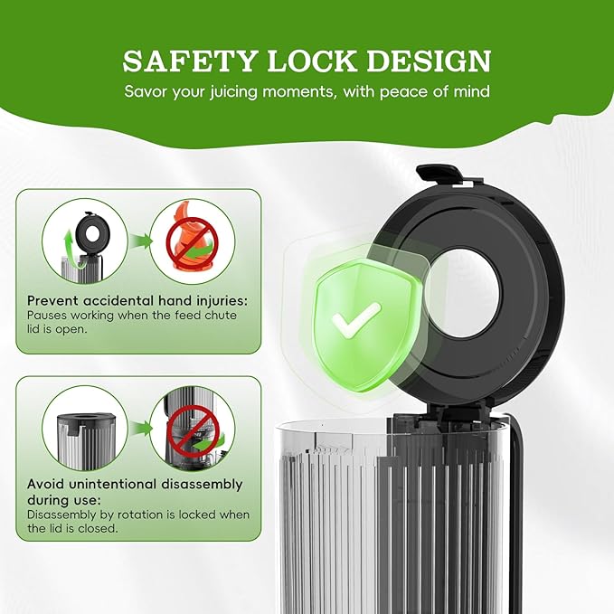 Cold Press Juicer, Wide Feed Chute Juicer Machines, Stainless Steel Slow Masticating Juicers Easy to Clean, Vegetables & Fruits Juice Extractor, High Juice Yield, Silver Knob